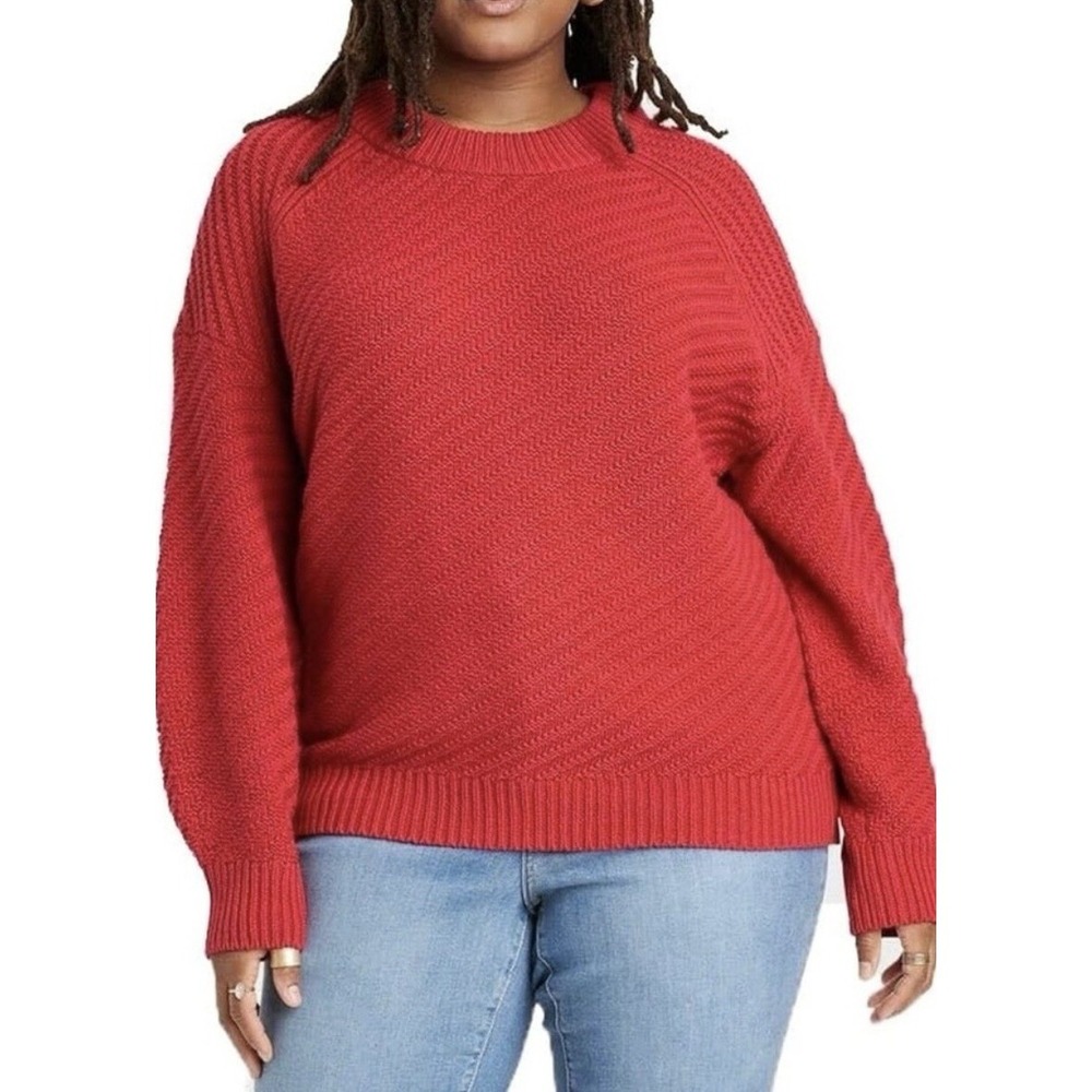 Universal Thread Red Textured Knit Sweater XXL Oversized Chunky‎ Cozy Crewneck